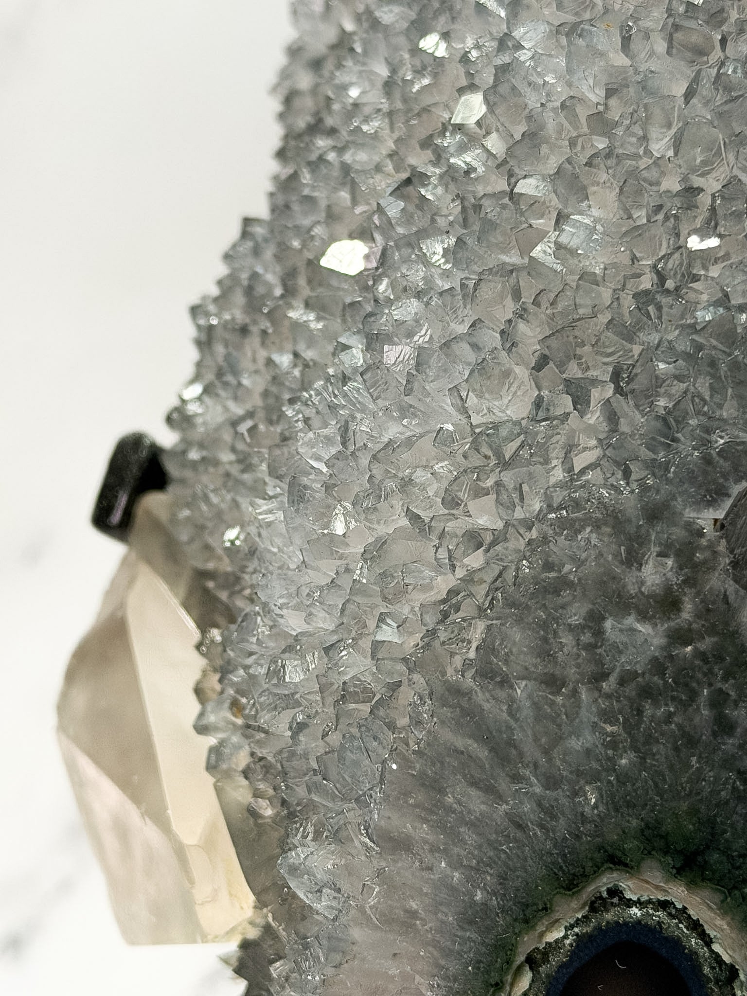 Clear Amethyst Stalactite on Stand with Calcite - From Uruguay