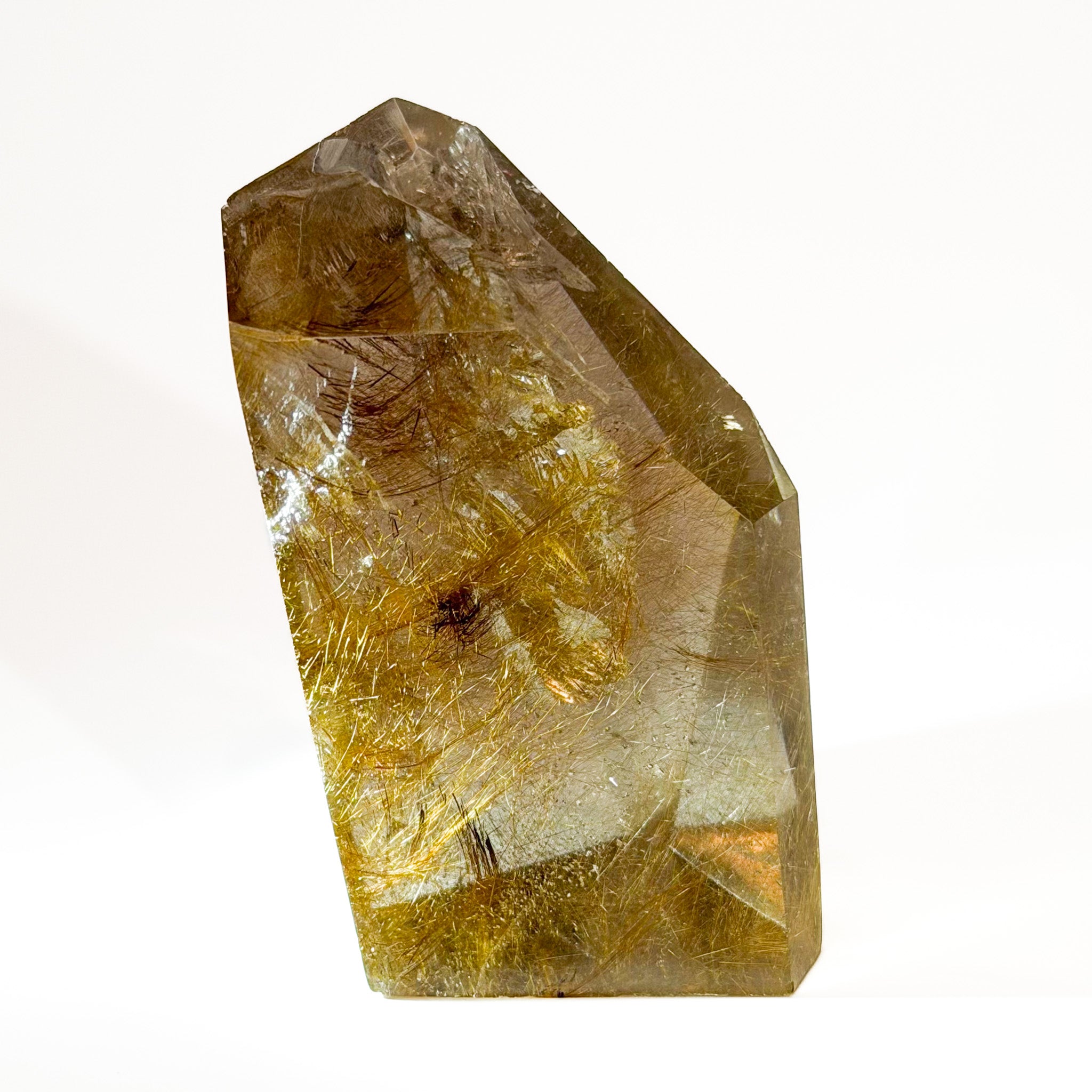 Golden Rutile in Smoky Quartz - From Brazil