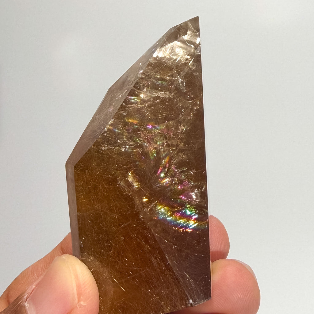 Golden Rutile in Smoky Quartz - From Brazil