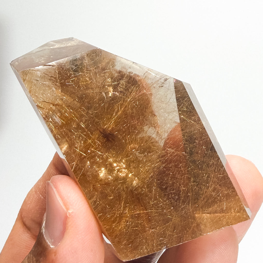Golden Rutile in Smoky Quartz - From Brazil