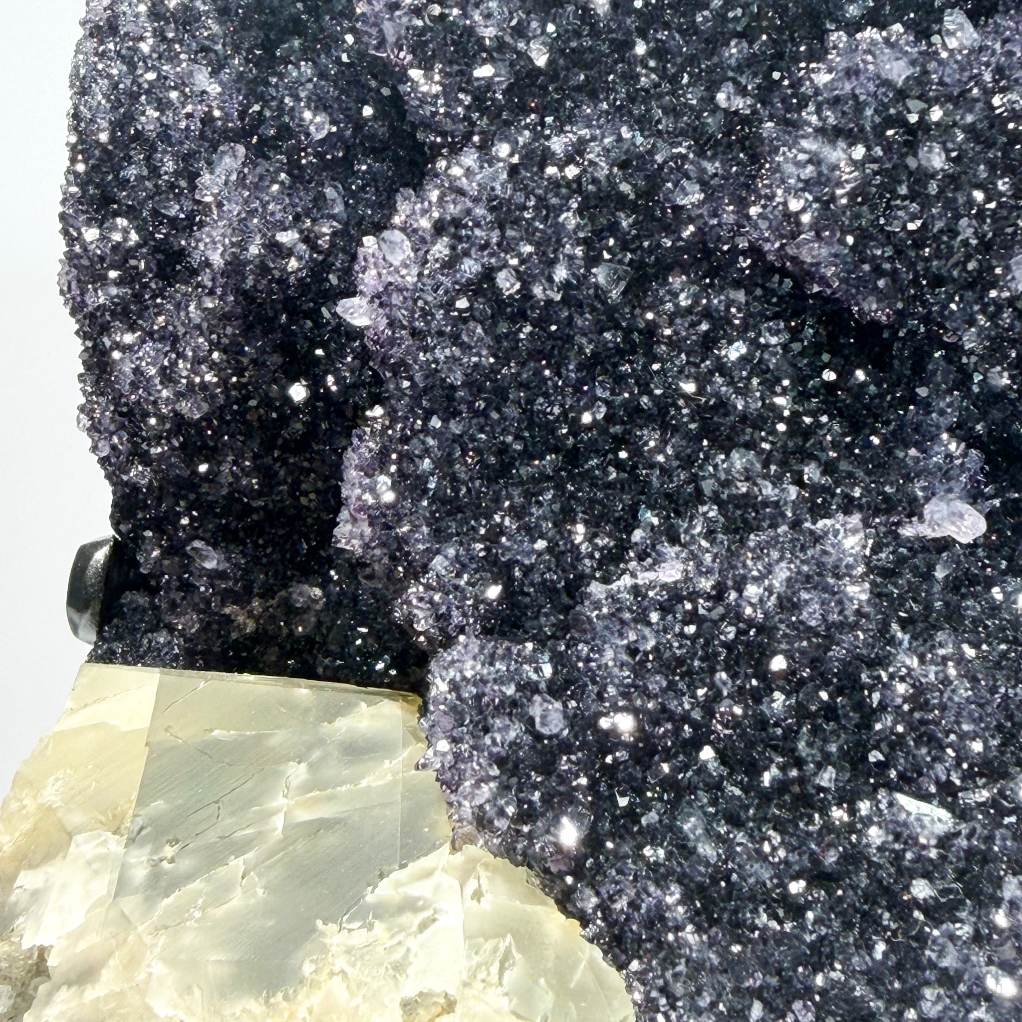 Massive Rare Black Amethyst With Calcite Inclusion - From Uruguay