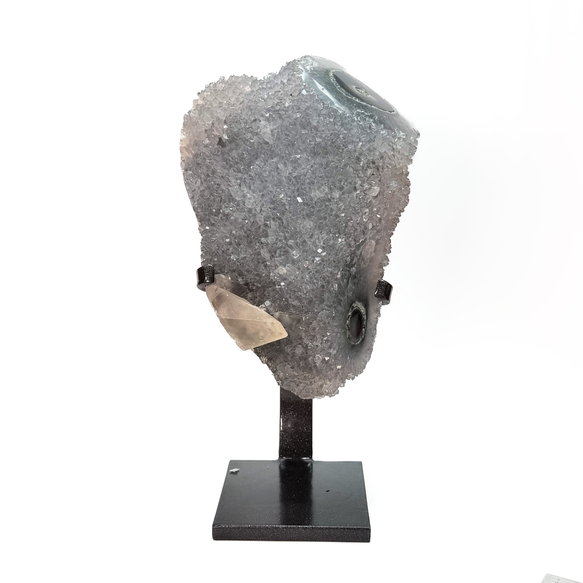 Clear Amethyst Stalactite on Stand with Calcite - From Uruguay